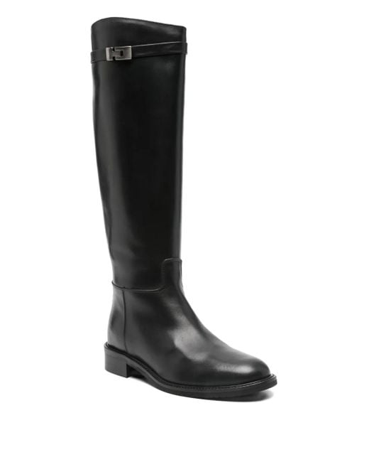Julie Dee Black 30Mm Buckle-Fastening Leather Boots