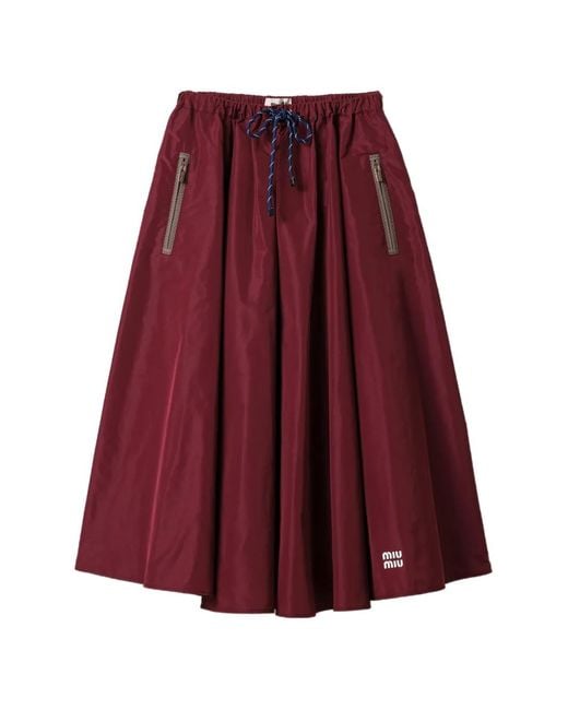 Miu Miu Red Technical Fabric Skirt