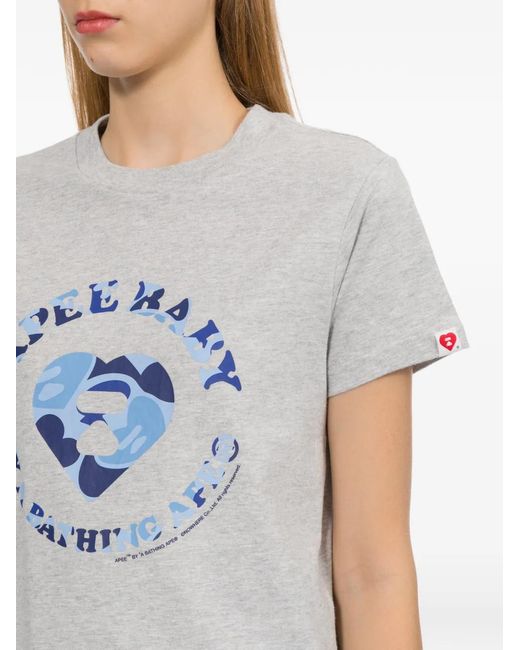 AAPE BY A BATHING AP Gray Camo Heart Graphic T-Shirt
