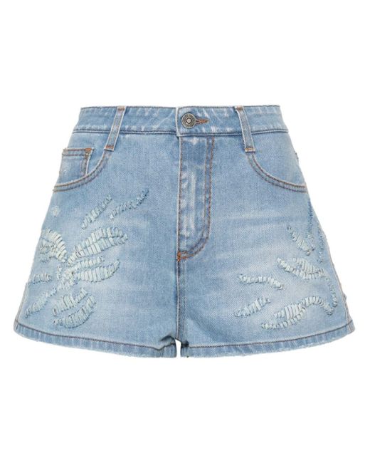 Ermanno Scervino Blue Jeans-Shorts im Distressed-Look