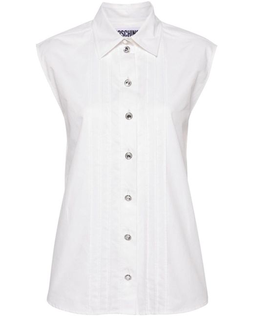 Chemise à détails plissés Moschino en coloris White