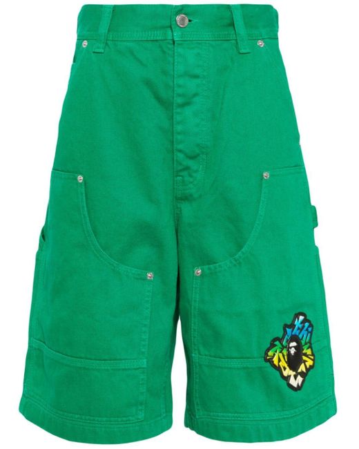 Short en jean à logo appliqué A Bathing Ape pour homme en coloris Green