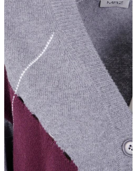 Mrz Purple Argyle-Pattern Cardigan