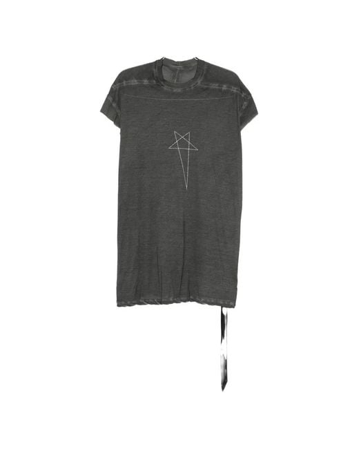 Rick Owens Black Jumbo Sl Pentagram-Print Cap-Sleeve T-Shirt for men