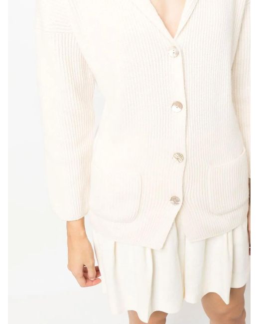 CORTE DI KEL Natural Ribbed-Knit Cardigan