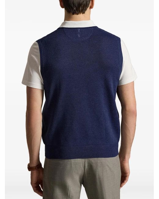 Ralph Lauren Blue Gilet En Maille À Col V for men