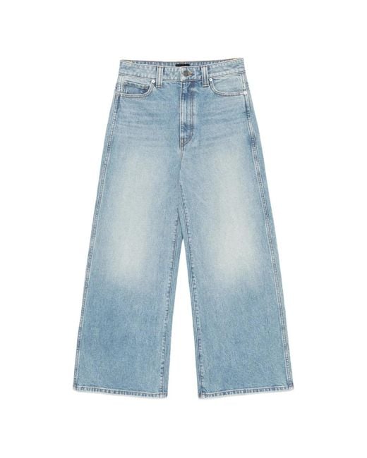 Khaite Blue Faded Wide-Leg Jeans