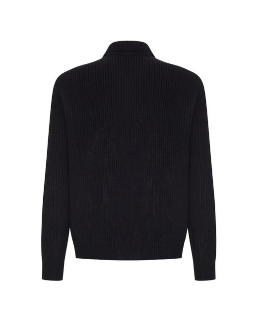 Zanone Blue Ribbed-Knit Wool Jacket for men