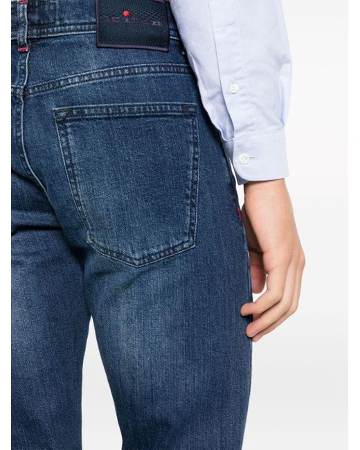 Kiton Blue Mid-rise Straight-leg Jeans for men
