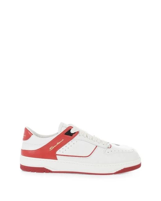 Santoni White Air Panelled Leather Sneakers for men
