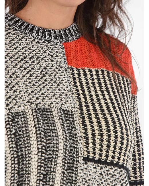 Stella McCartney Gray Patchwork Crochet-Knit Sweater