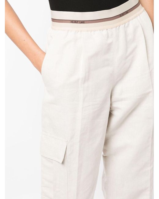 Helmut Lang Logo-waistband Pleated Cargo Trousers in het White