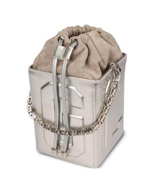 Gcds Gray Logo-Embossed Shoulder Bag