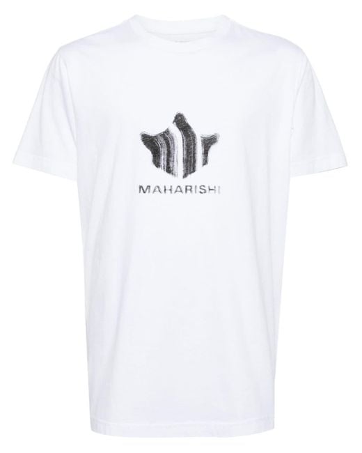 T-shirt Brushstroke Temple in cotone biologico di Maharishi in White da Uomo