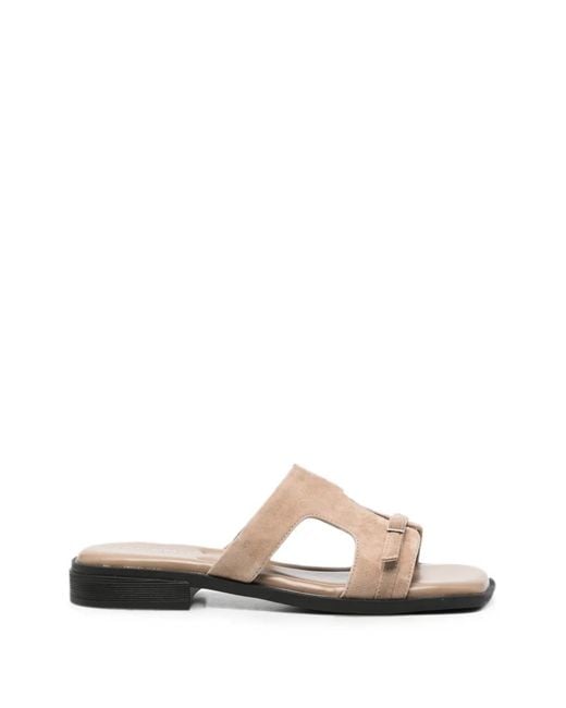 SERGIO MORETTI FIRENZE White Buckle-Detail Suede Sandals
