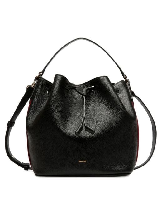 Bally Black Top-Handle Grained Leather Bucket Bag