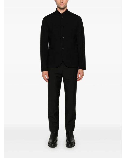 Harris Wharf London Black Stand-Up Collar Wool Blazer for men