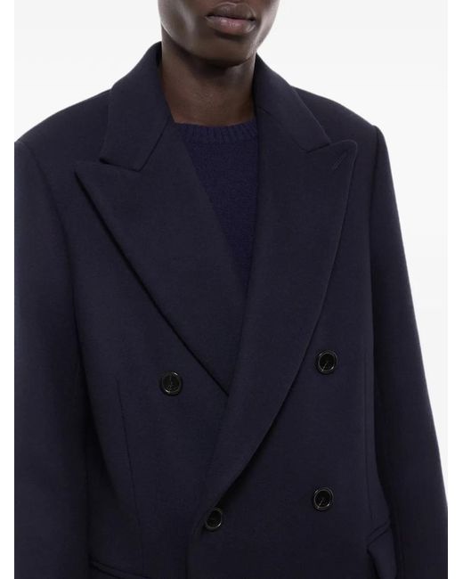 Fursac Blue Herringbone Double-Breasted Coat for men
