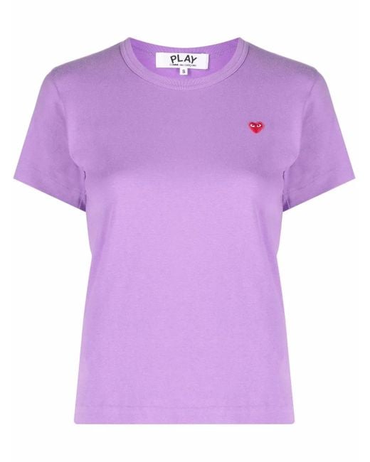 COMME DES GARÇONS PLAY Purple Cotton Embroidered-Logo T-Shirt