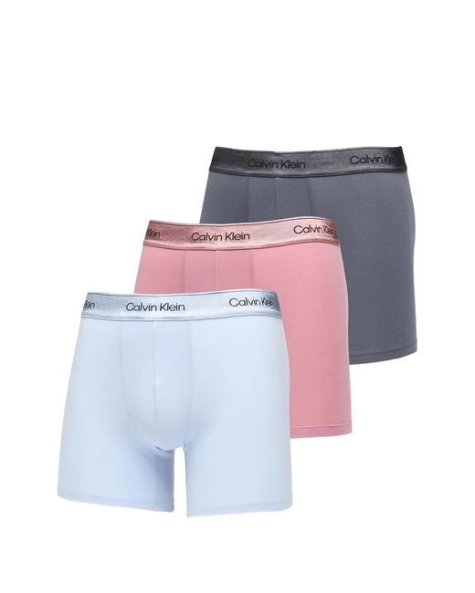 Calvin Klein Blue Logo-Waistband Boxers Set (Set Of Three) for men
