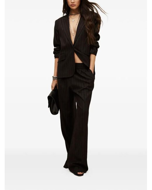 Ba&sh Black Hocee Pinstripe Single-Breasted Blazer
