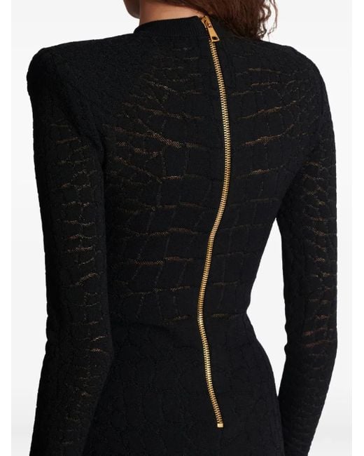 Balmain Black Gestreiftes Minikleid Mit Pailletten