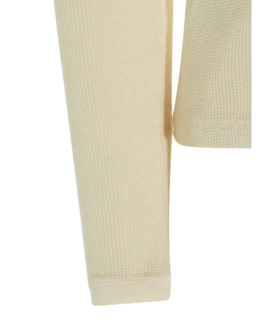 Miu Miu Natural Waffle-Knit Tie-Fastening Top