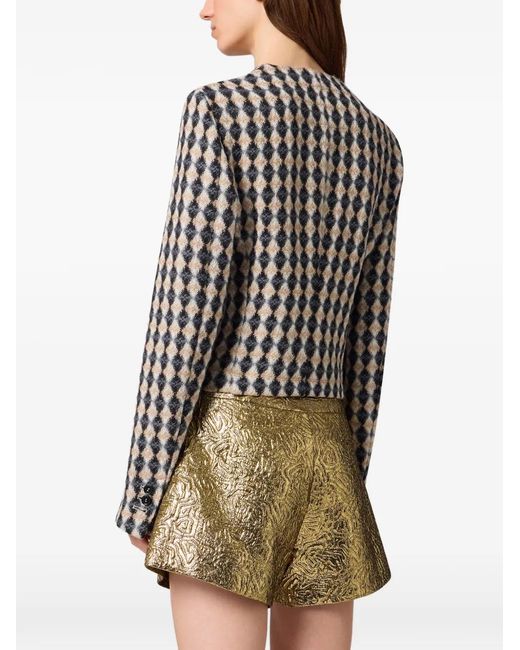 MSGM Black Diamond-Pattern Button-Up Jacket