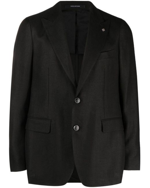 Tagliatore Logo-plaque Linen Blazer in Black for Men | Lyst UK