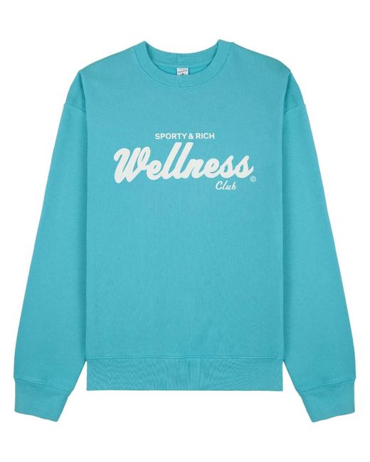 Sporty & Rich Blue Draft Logo-Print Sweatshirt