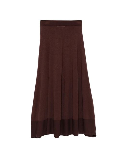 SERGIO MORETTI FIRENZE Brown Fine-Knit Flared Skirt