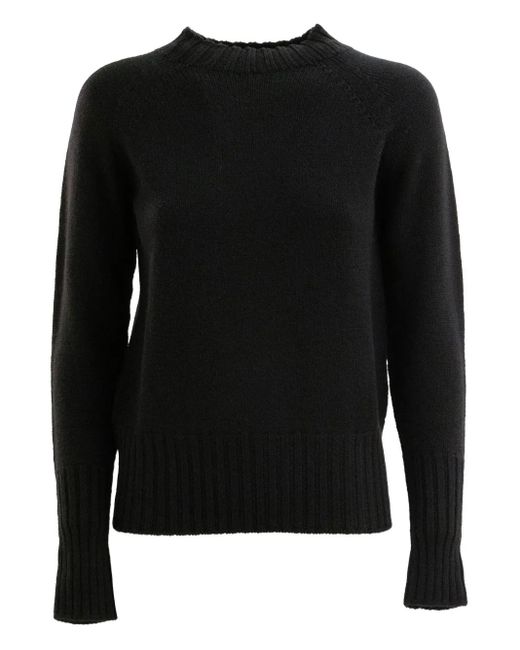 Drumohr Black Raglan-Sleeve Ribbed-Hem Sweater