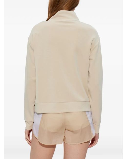 EA7 White Zip-Up Logo-Detail Sweatshirt