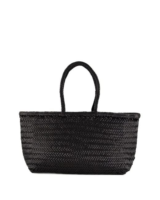 Dragon Diffusion Black Big Triple Jump Woven Leather Tote Bag