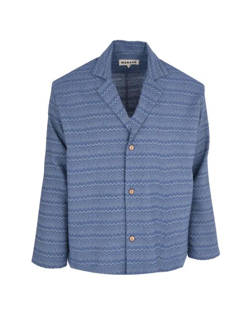 Marane Blue Seba Weave Patterned Shirt for men
