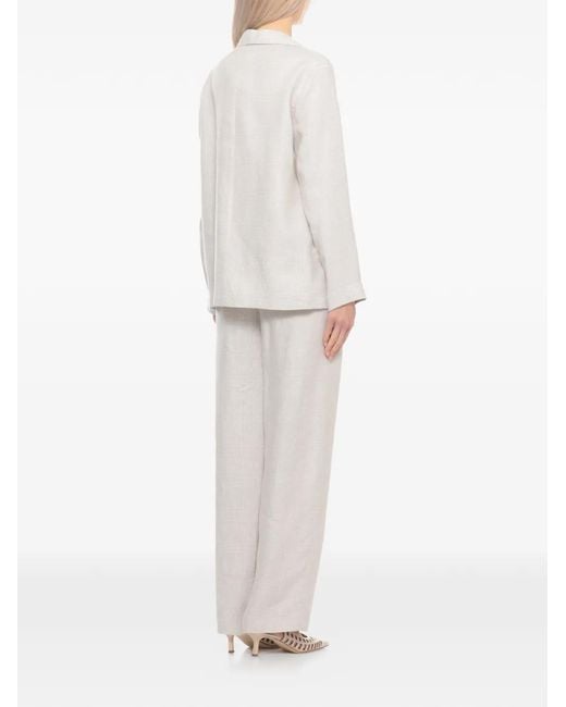 Lardini White Check-Pattern Linen Blazer