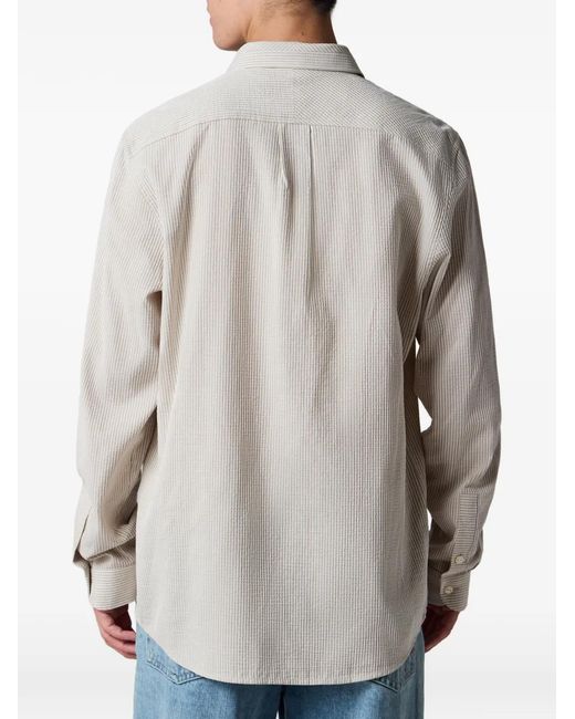 Paul Smith Natural Regular-Fit Taupe Textured-Stripe Shirt for men