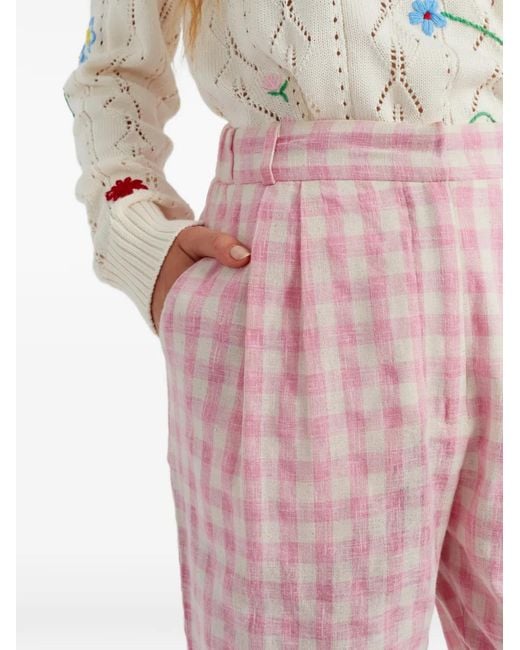 Chinti & Parker Pink Gingham-Pattern Trousers