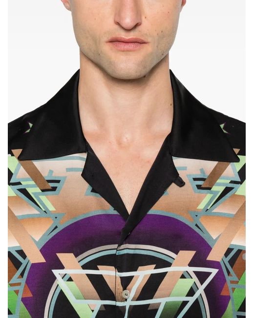 John Richmond Green Geometric-Print Shirt for men