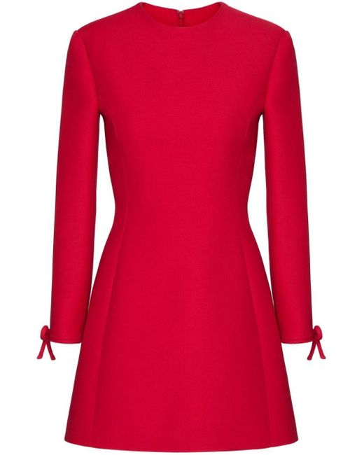 Valentino Garavani Red Bow-detail Long-sleeve Minidress