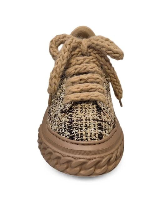 Casadei Brown Off Road Tweed Chunky-Sole Sneakers