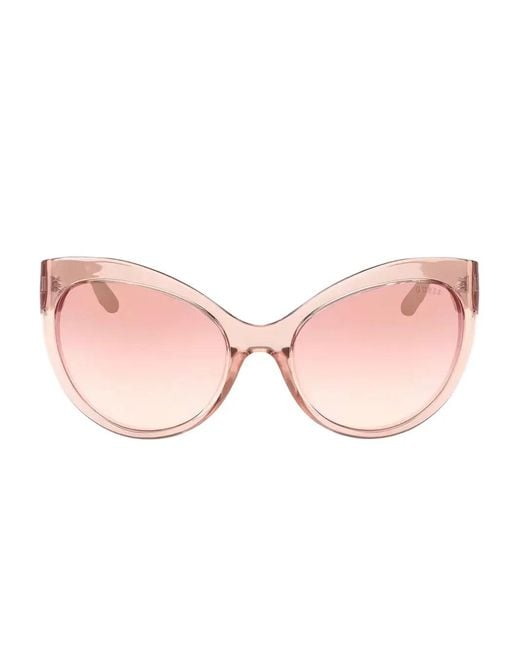 GUESS EYEWEAR Pink Monogram-Pattern Cat-Eye Sunglasses