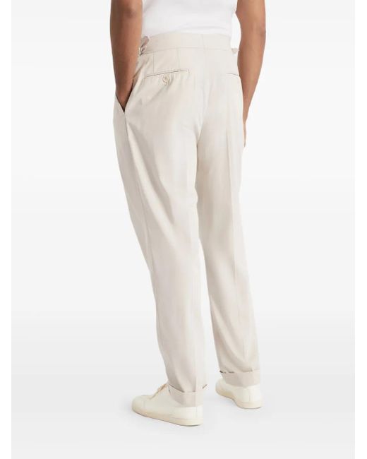 Brunello Cucinelli White Pleated Trousers for men