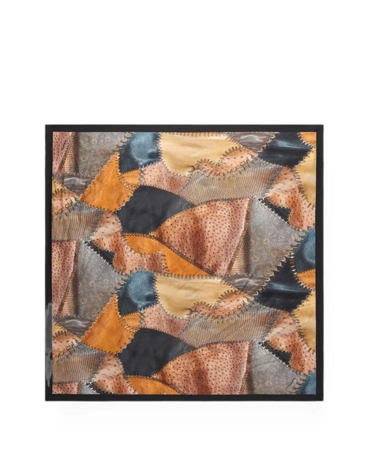 Roberto Cavalli Brown Patchwork-Print Scarf