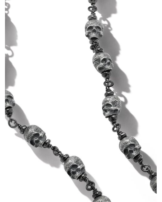 David Yurman Metallic Sterling Memento Mori Skull Rosary Necklace (9Mm) for men