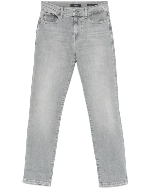 7 For All Mankind Gray Halbhohe Skinny-Jeans