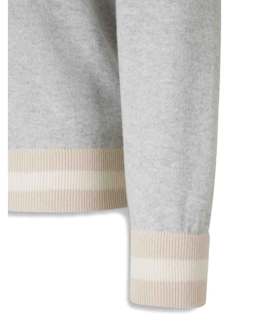 Gran Sasso Gray Ribbed-Trim Zip Hoodie for men