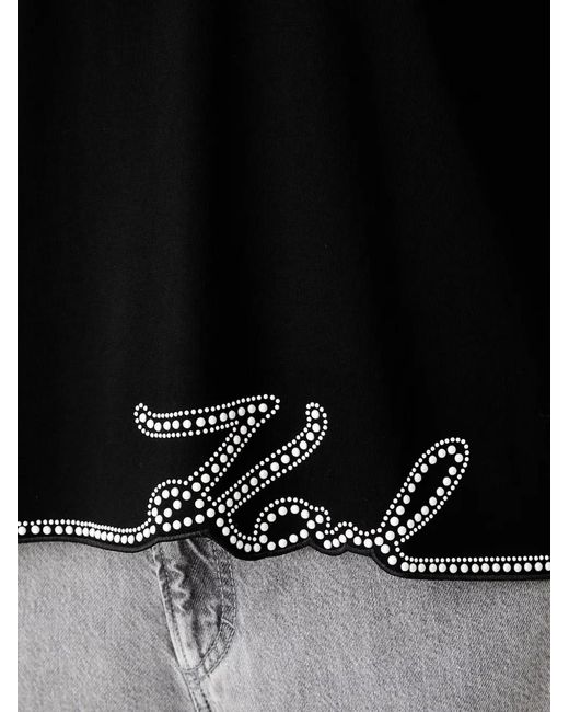 Karl Lagerfeld Black Crystal-Embellished T-Shirt