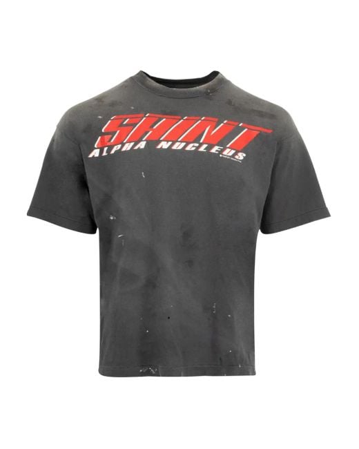 SAINT Mxxxxxx Gray Graphic-Print T-Shirt for men