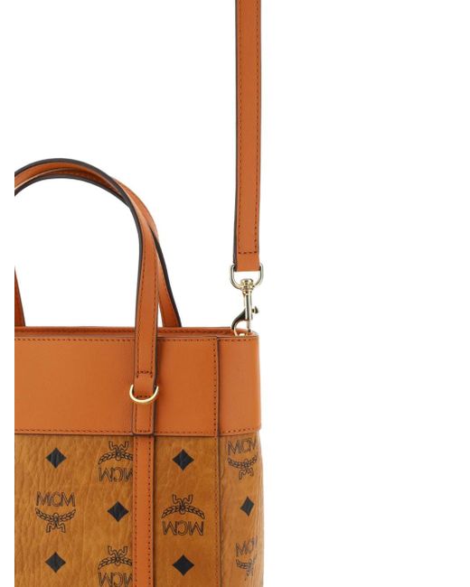 MCM Brown Logo-Print Canvas Tote Bag